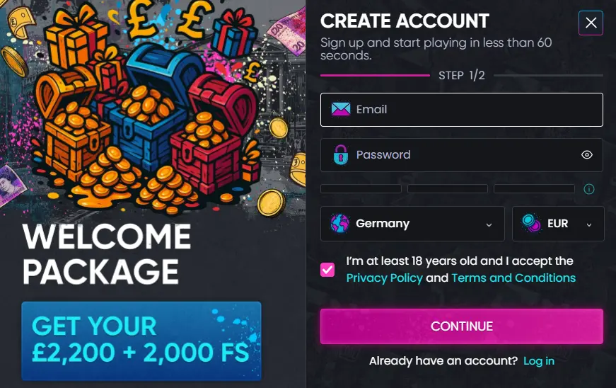 Account Setup at Britsino UK